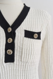 V-neck Knitted Dress Ruffled Skirt