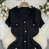 Slim Fit V-neck Knitted Dress