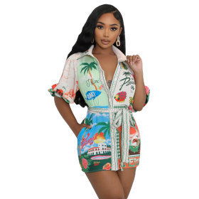 Casual Fashion Printed Shirt Cardigan
