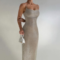 Sling Bead-piece Thin Flash Dress