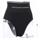 Knitted Simple High-waisted Black Shorts