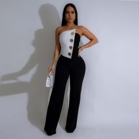 Party Button Jumpsuit Trousers