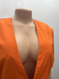 Solid color short sleeves high waist shorts two-piece set