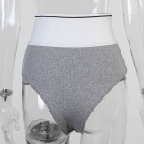 Knitted Simple High-waisted Black Shorts