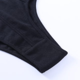 Knitted Simple High-waisted Black Shorts