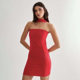 Solid Color Strapless Dress