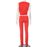 Sleeveless Vest Hollow Casual Set