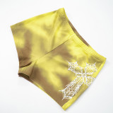 Mesh Butterfly Printed Pleated Suspender Vest Shorts Set