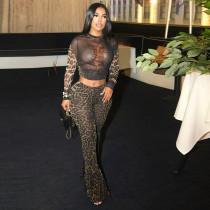 Leopard Print High Waist Navel Panties Suit
