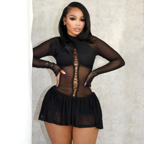 Perspective Hollow Hip-pack Dress