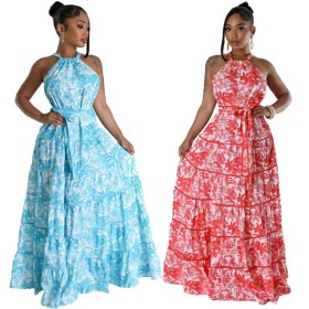 Lace-up Waist Loose Long Skirt