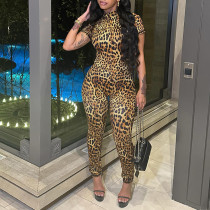 Printed Short-sleeved Jumpsuits