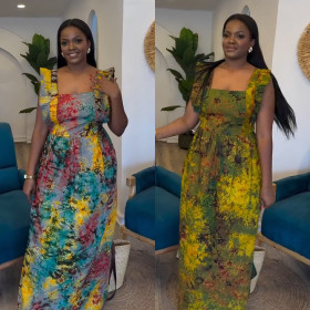 Pleated Printed Dress