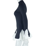 High Neck Flared Sleeve Short Dress