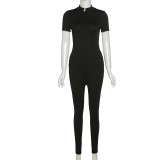 Printed Short-sleeved Tops High-waisted Tight Trousers Suit