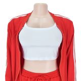 Webbing Jacket Short Skirt Solid Color Two-piece Set