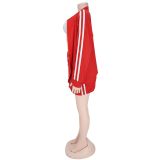 Webbing Jacket Short Skirt Solid Color Two-piece Set