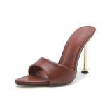 Pointed Toe Plated Thin Heels High Heel Sandals