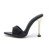 Pointed Toe Plated Thin Heels High Heel Sandals