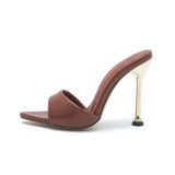 Pointed Toe Plated Thin Heels High Heel Sandals