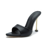 Pointed Toe Plated Thin Heels High Heel Sandals
