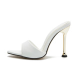 Pointed Toe Plated Thin Heels High Heel Sandals