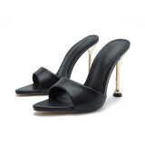 Pointed Toe Plated Thin Heels High Heel Sandals