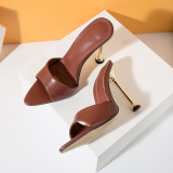 Pointed Toe Plated Thin Heels High Heel Sandals