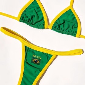 Embroidered Bikini Letters Embroidered Swimsuit