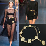 Retro Avatar Metal Chain Waist Chain Tassel