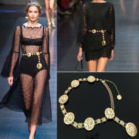 Retro Avatar Metal Chain Waist Chain Tassel