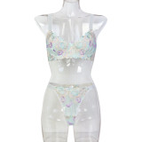 Embroidered Three-dimensional Jacquard Gathering Underwear