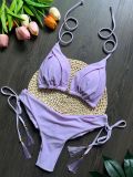 Tassel Solid Color Bikini Set Swimsuit