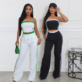 Strap Top with Wide-leg Loose Trousers Set