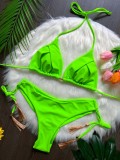 Tassel Solid Color Bikini Set Swimsuit