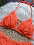 Tassel Solid Color Bikini Set Swimsuit