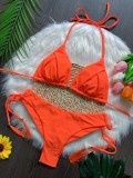 Tassel Solid Color Bikini Set Swimsuit