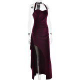 High-slit Backpack Hip Dress