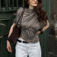 Round Neck Top Sexy Waist-hugging Irregular Single-sleeved Pleated Solid Color T-shirt