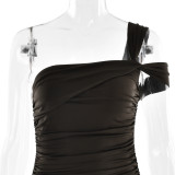 Slim-fit Dress with Slanted Shoulders