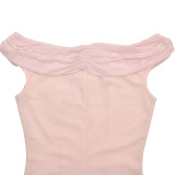 Strap-breasted Women's Dress Mesh Spliced ​​backless Pleated Slim Skirt