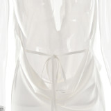 Dress Long Skirt Summer Backless Strap Design Slit Long Skirt