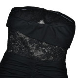 Sexy Hot Girl Hollow Pleated Slim Dress