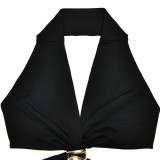 Hollow Deep V Halter Neck Dress Elegant Slim Neck Skirt