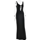 Long Strap Skirt for Women with Sexy Backless Hollow Condensation Dress