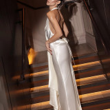 Dress Long Skirt Summer Backless Strap Design Slit Long Skirt