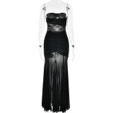 Sexy Hot Girl Hollow Pleated Slim Dress