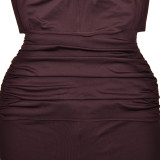 Strap-breasted Long Skirt Elegant Solid Color Waist-hugging Streamer Dress