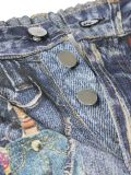 Denim 3D Printed Wide-leg Casual Trousers