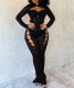 Lace Hollow Backless Perspective Slim Jumpsuit